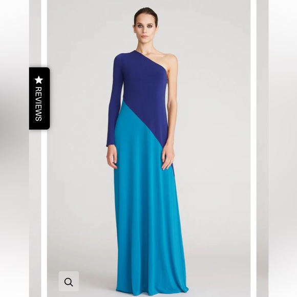 Halston Heritage Dresses & Skirts - ❌SOLD❌HALSTON AJA GOWN SAPPHIRE BLUE TEAL ONE ARM LONG SLEEVE SOLD OUT SIZE 8